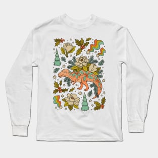 A Cretaceous Christmas: Tyrannosaurus | Holiday Dinosaur | Festive Natural History Art Long Sleeve T-Shirt